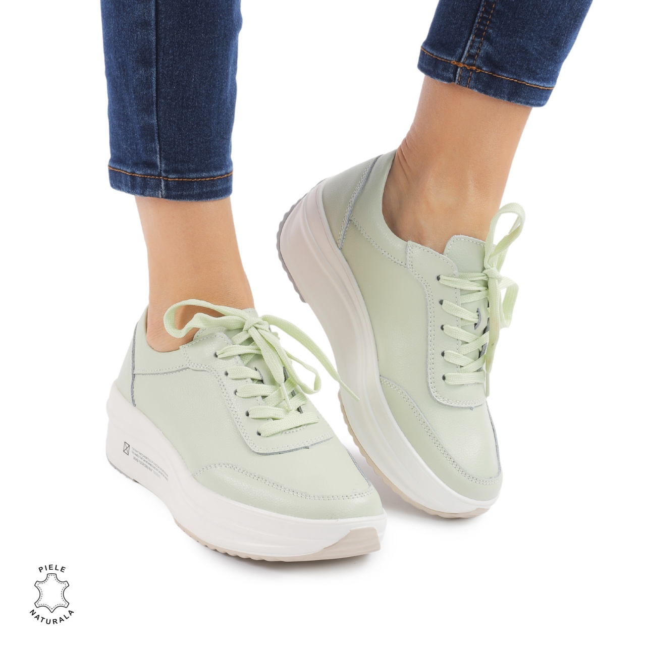 Pantofi casual dama din Piele naturală CRL0058 VERDE