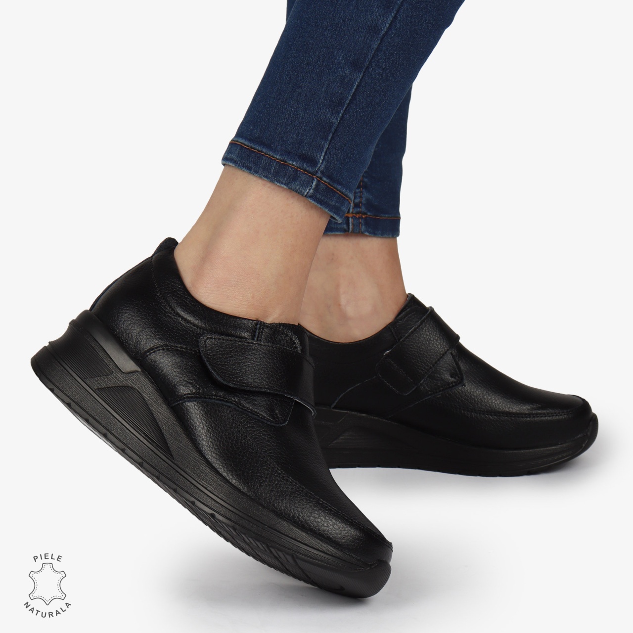 Pantofi Casual dama din Piele naturala CRL1332 NEGRU