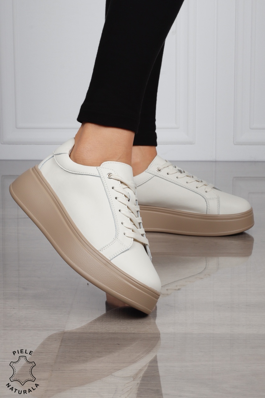 Pantofi Casual DAMA din PIELE Naturala CRL1517 BEJ