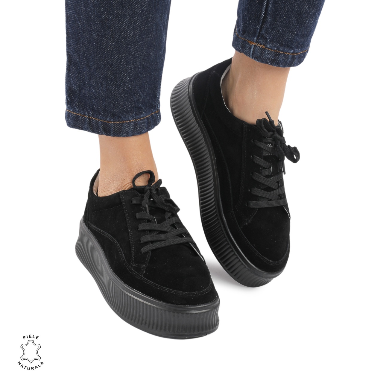 Pantofi casual dama piele Piele naturala intoarsa si talpa plata CRL0870