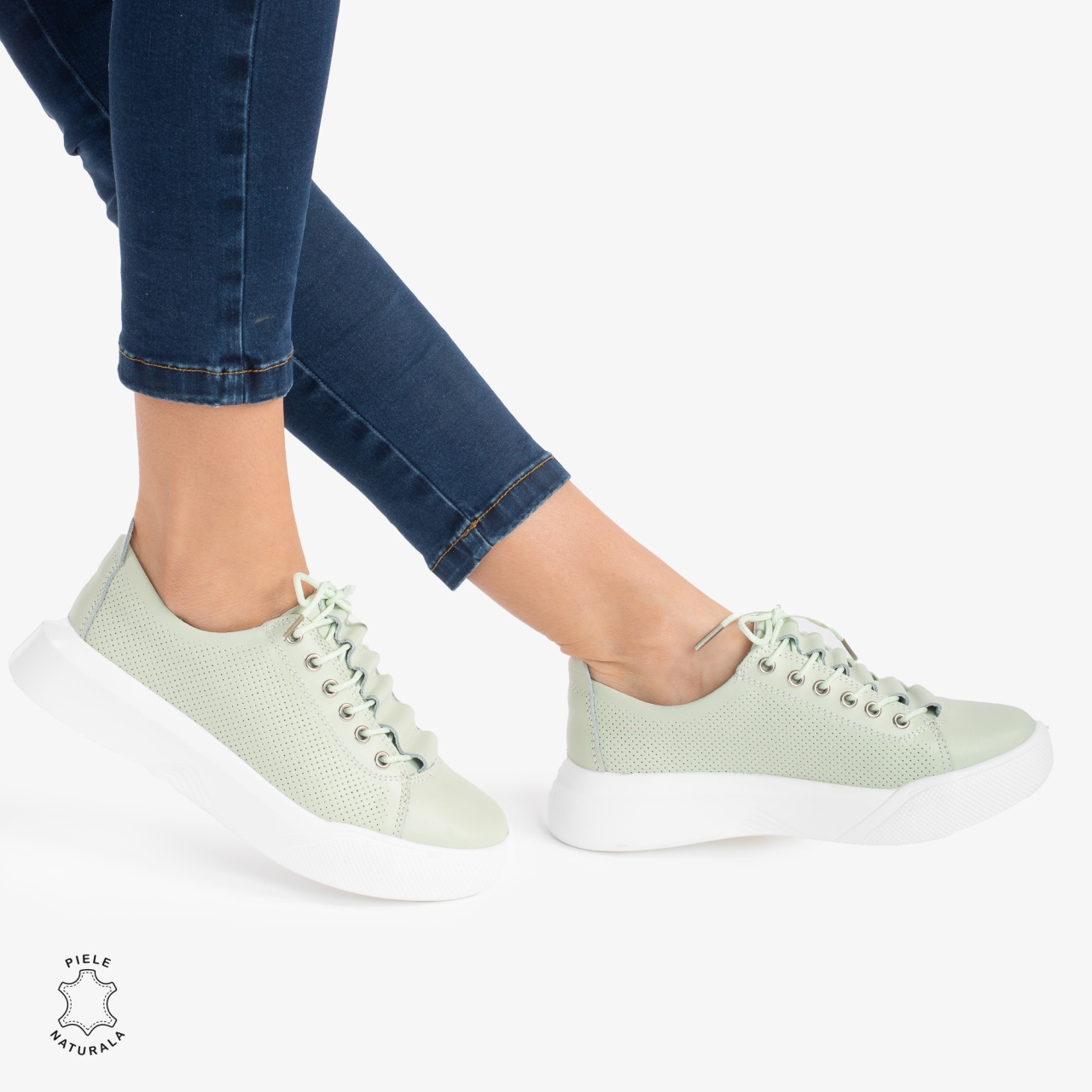 Pantofi Casual de dama din Piele Naturala CRL0572 verde