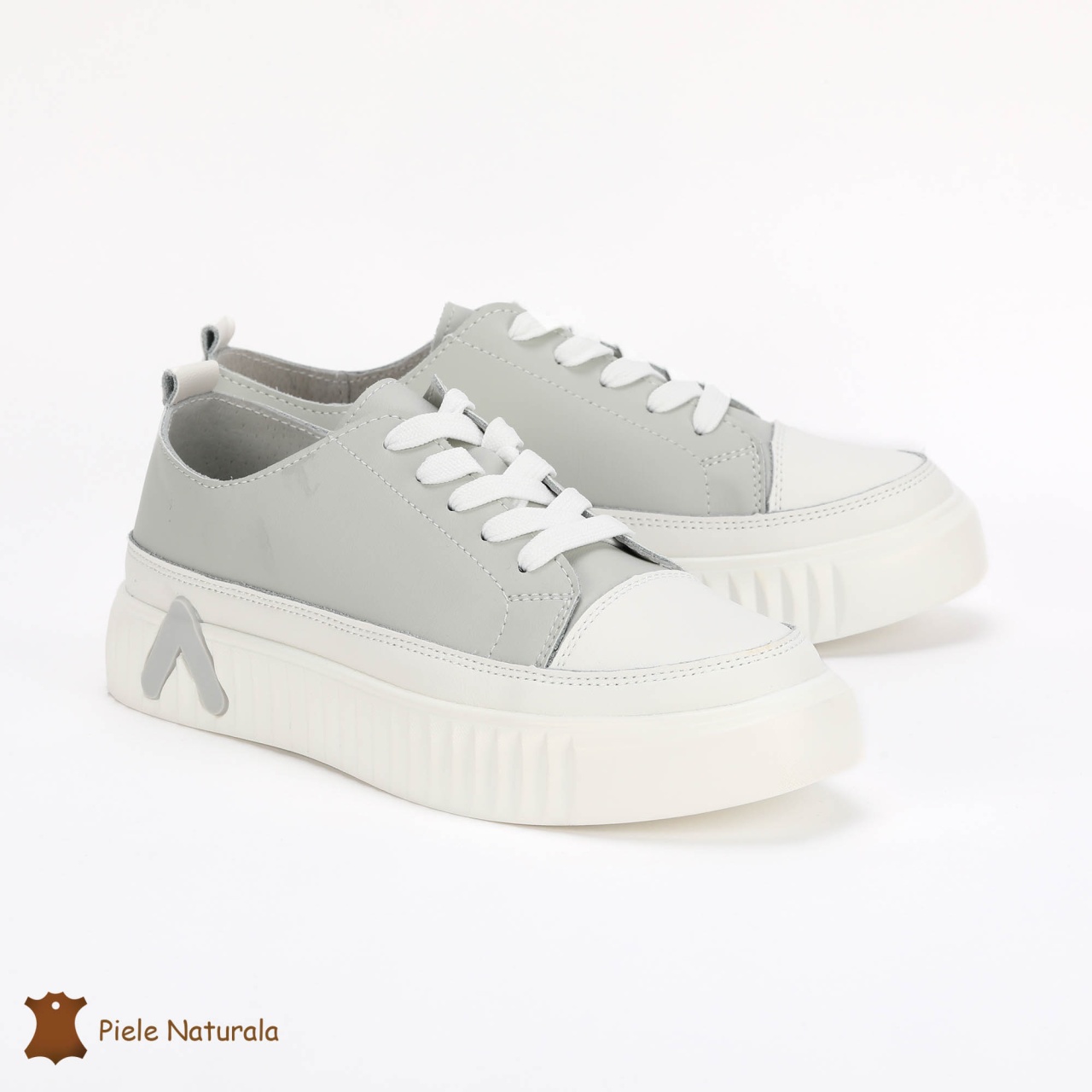 Pantofi Casual de dama din Piele naturala cu talpa groasa CRL0489 GRI