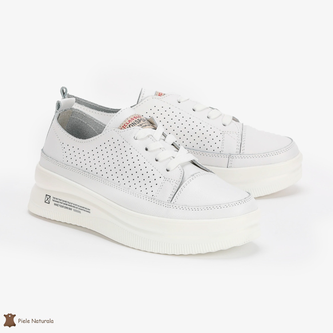 Pantofi Casual de dama din Piele naturala Șic Urban CRL0487 ALB