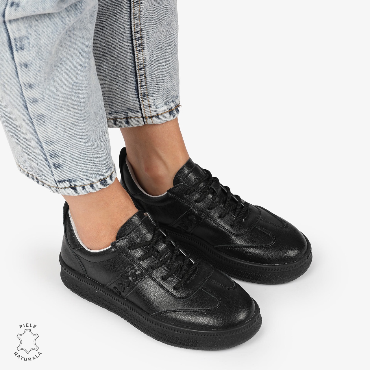 Pantofi CASUAL PIELE NATURALA CU INCHIDERE SIRET CRL1295 NEGRU