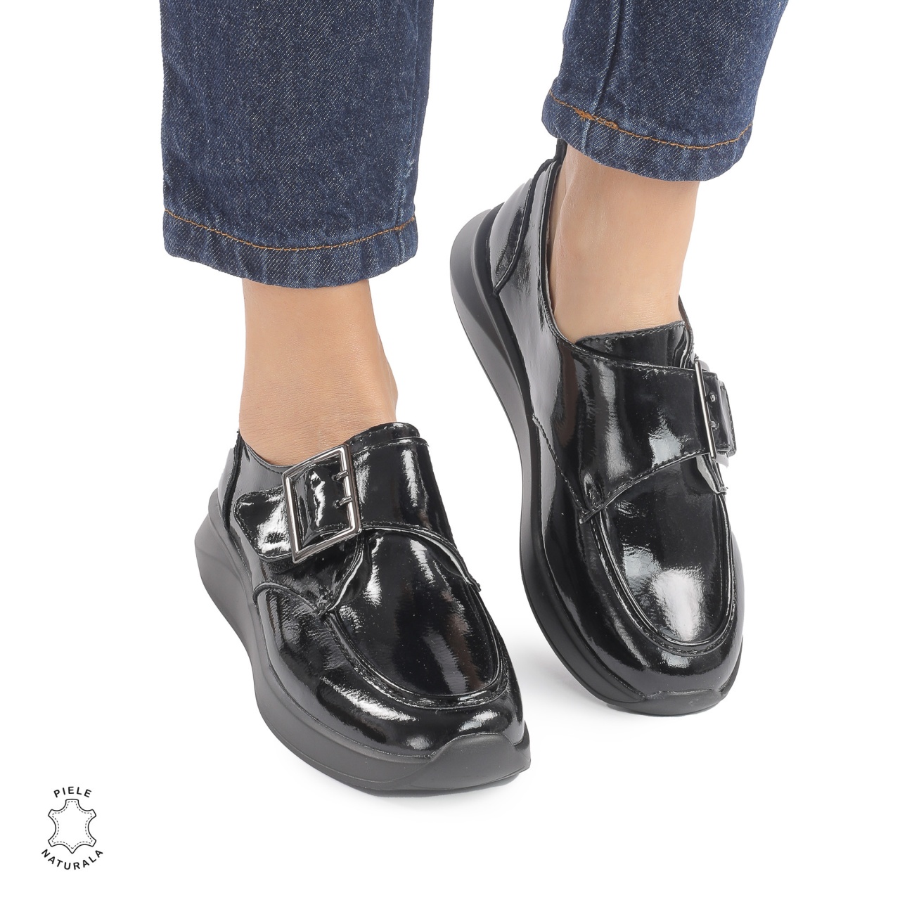 Pantofi casual piele naturala LACUITA CRL883 NEGRU