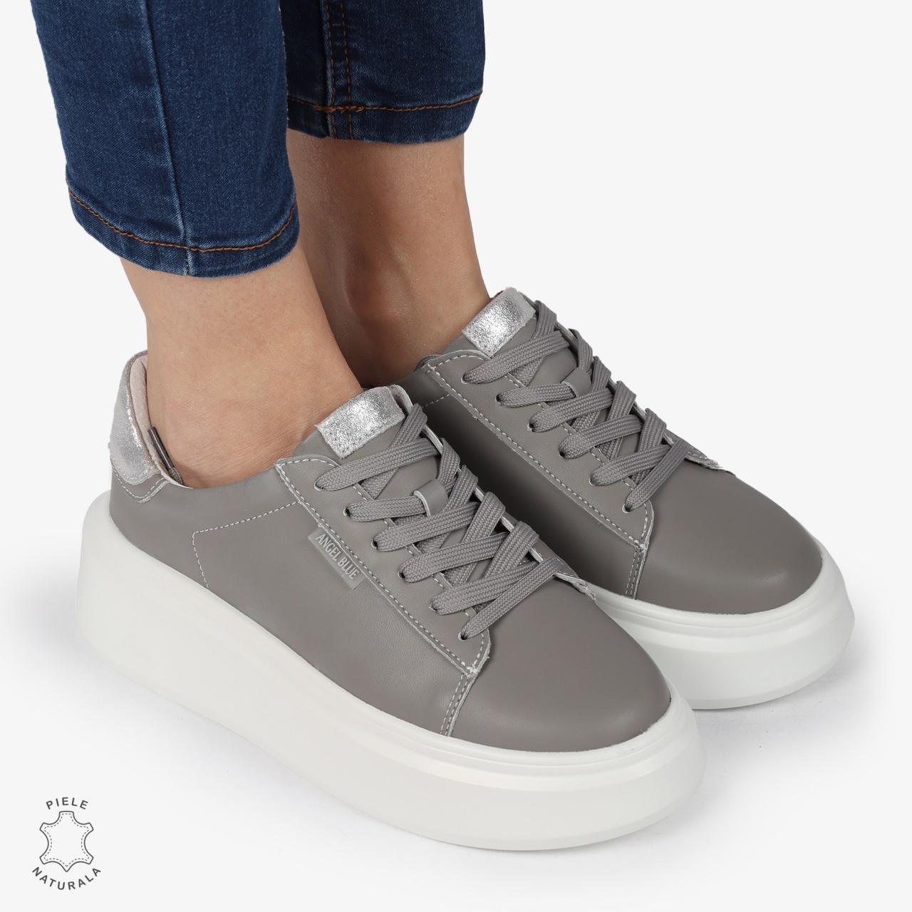 Pantofi DAMA CASUAL din piele naturală confort și stil CRL1378 GRI