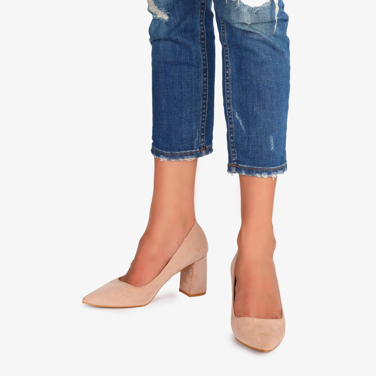 Pantofi Eleganți dama din Piele Ecologică intoarsa CRL0544 Nude