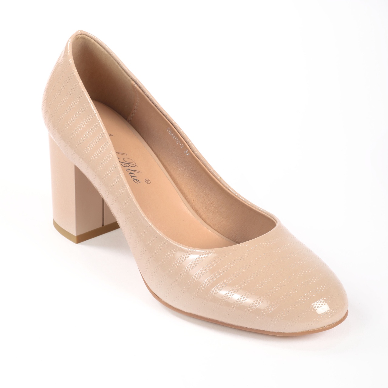 Pantofi Eleganți dama din Piele Ecologică Lăcuită CRL0132 Nude