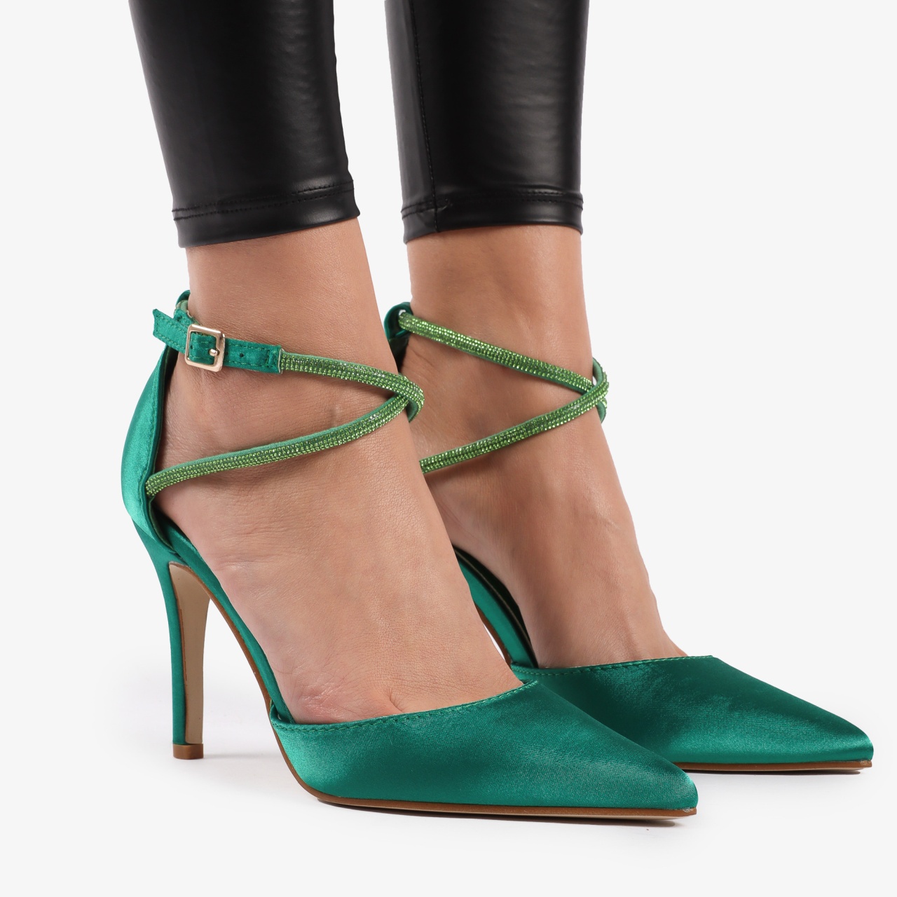 Pantofi Eleganți dama din Piele Ecologică SATIN CRL1315 VERDE