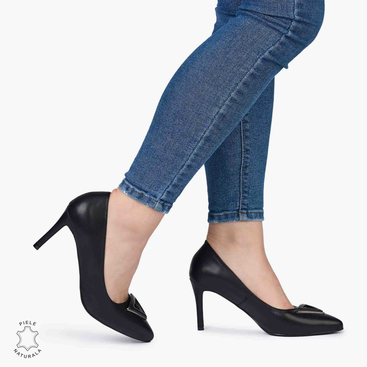 Pantofi Eleganți dama din Piele Naturala CRL0979 NEGRU