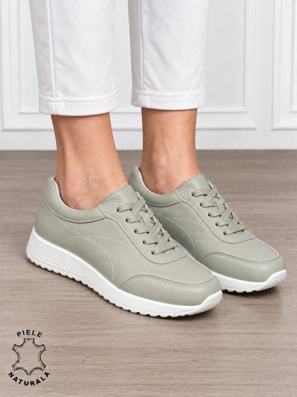 Pantofi sport damă din piele naturală cu cataramă decorativă în partea frontală CRL1895 BARILA