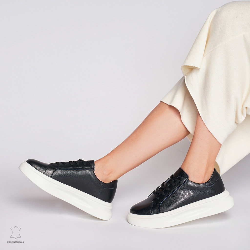 Pantofii casual de dama din piele naturală cu șiret comozi și versatili CRL1447