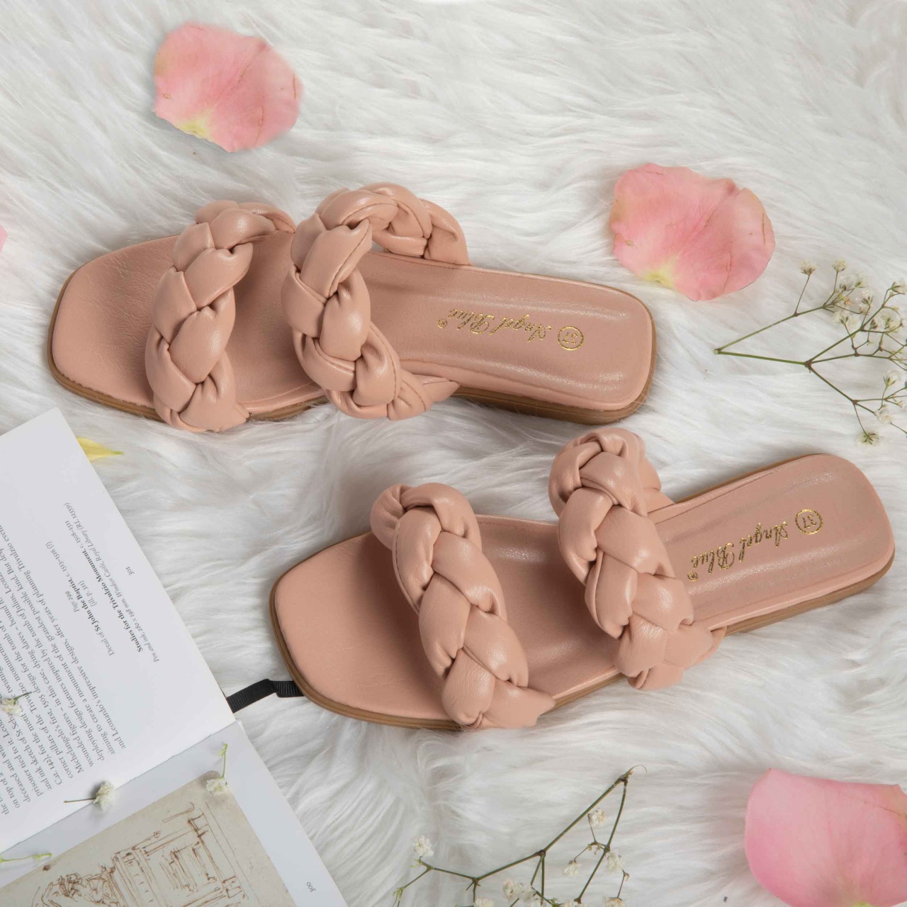 Papuci dama din Piele Ecologica roz CRL0162
