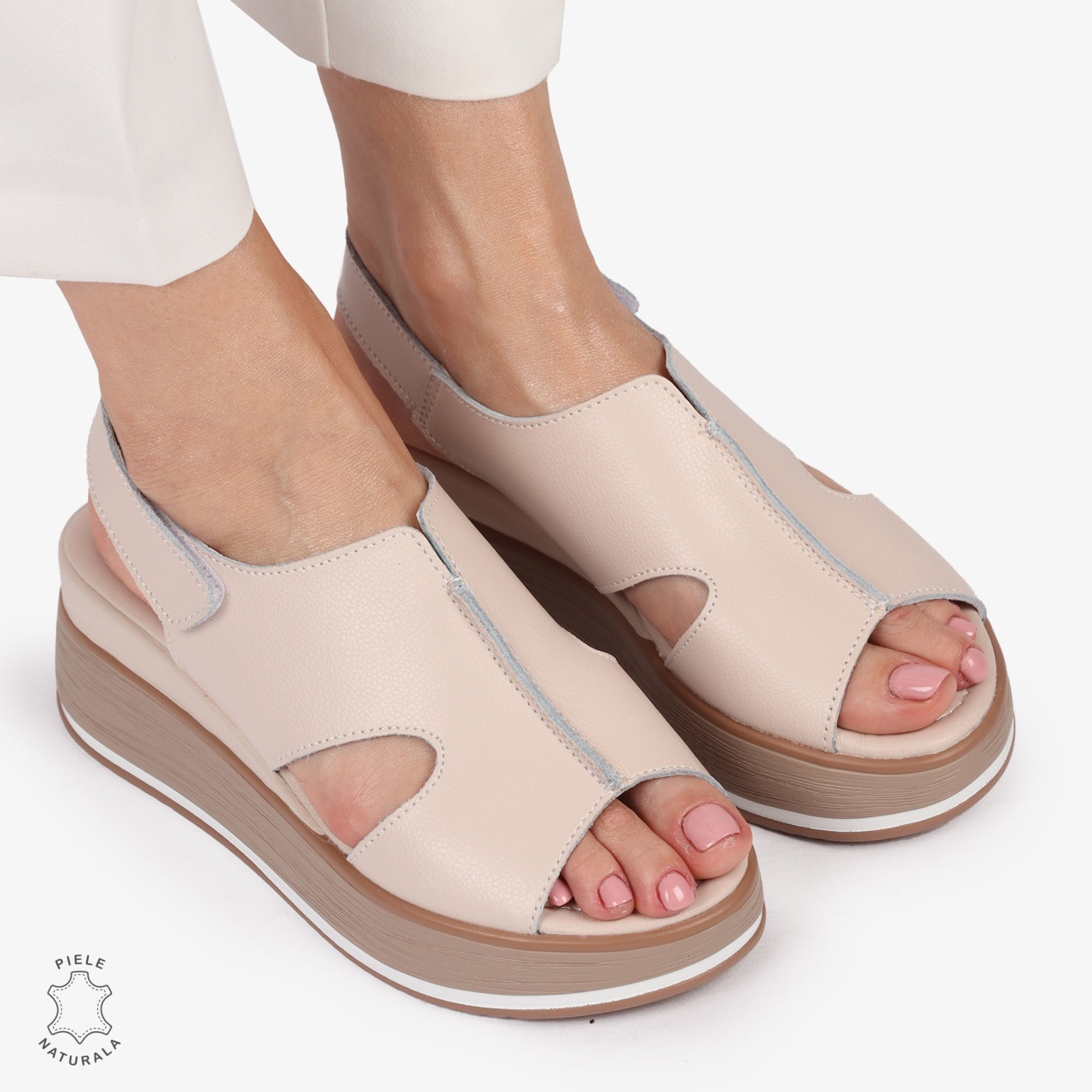 SAndale DAMA SPORT DIN PIELE NATURALA CU INCHIDERE SCAI CRL1410 ROZ