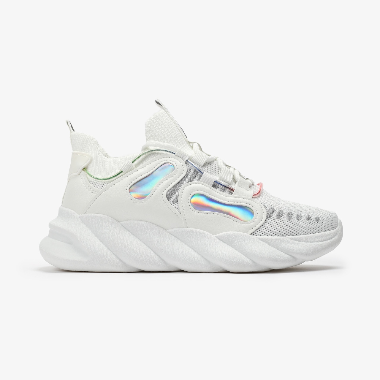 SNEAKERS Dama din Piele Ecologica si textil CRL0130 ALB