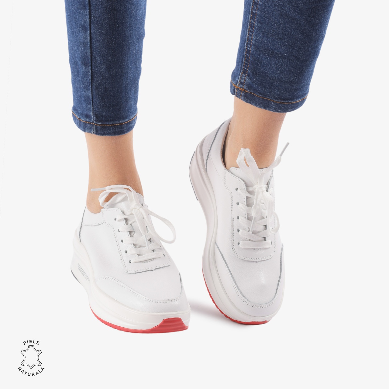 Pantofi casual dama din Piele naturală CRL0058 ALB