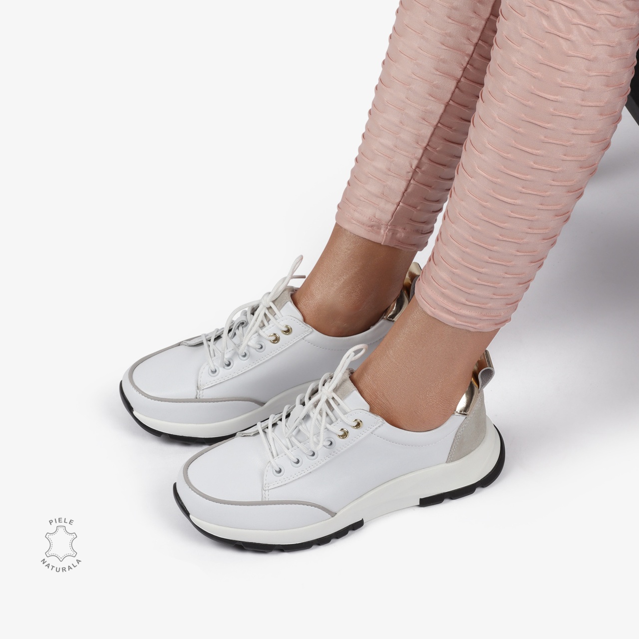 Pantofi Casual dama din Piele Naturala CRL0854 ALB