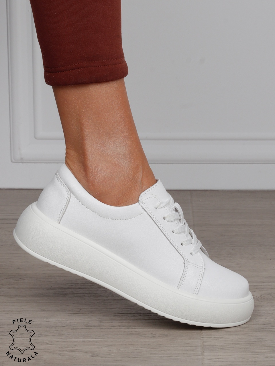 Pantofi Casual damă din piele naturală CRL1568 ALB