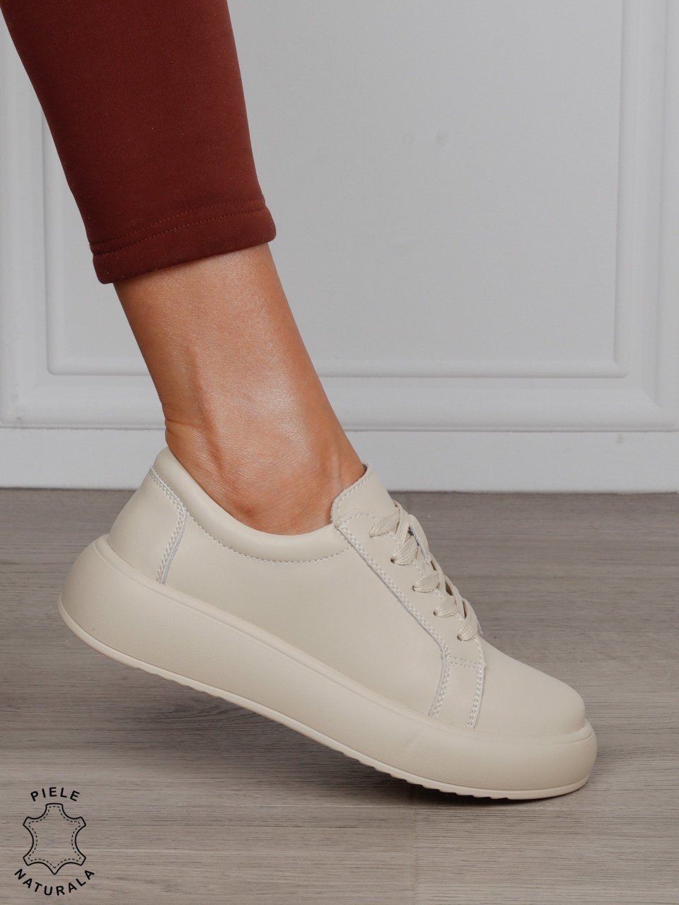 Pantofi Casual damă din piele naturală CRL1568 Bej