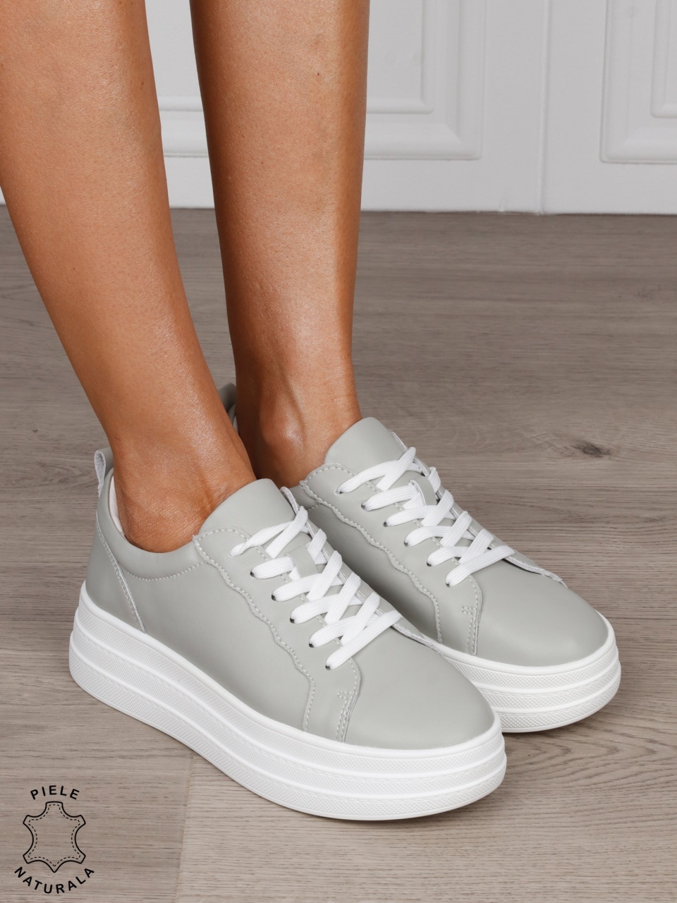 Pantofi CASUAL dama din piele naturala CU SIRET SI TALPA INALTA CRL1454 BARILLA