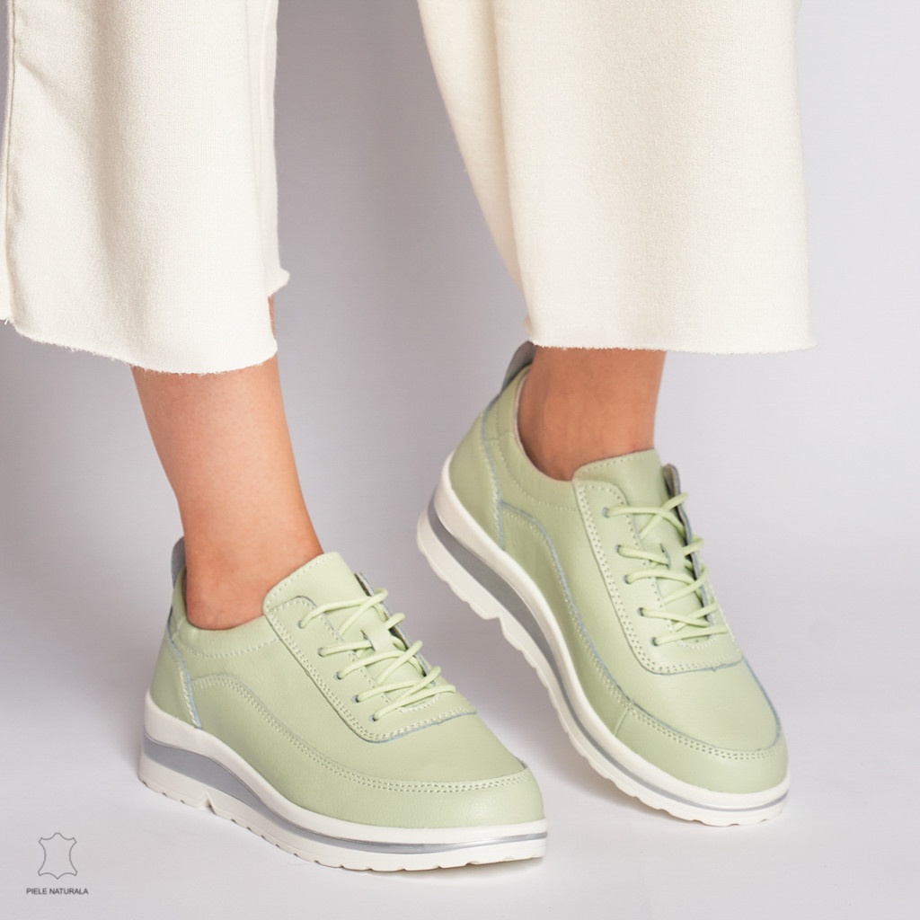 Pantofi casual de dama din piele naturala CRL0002 VERDE