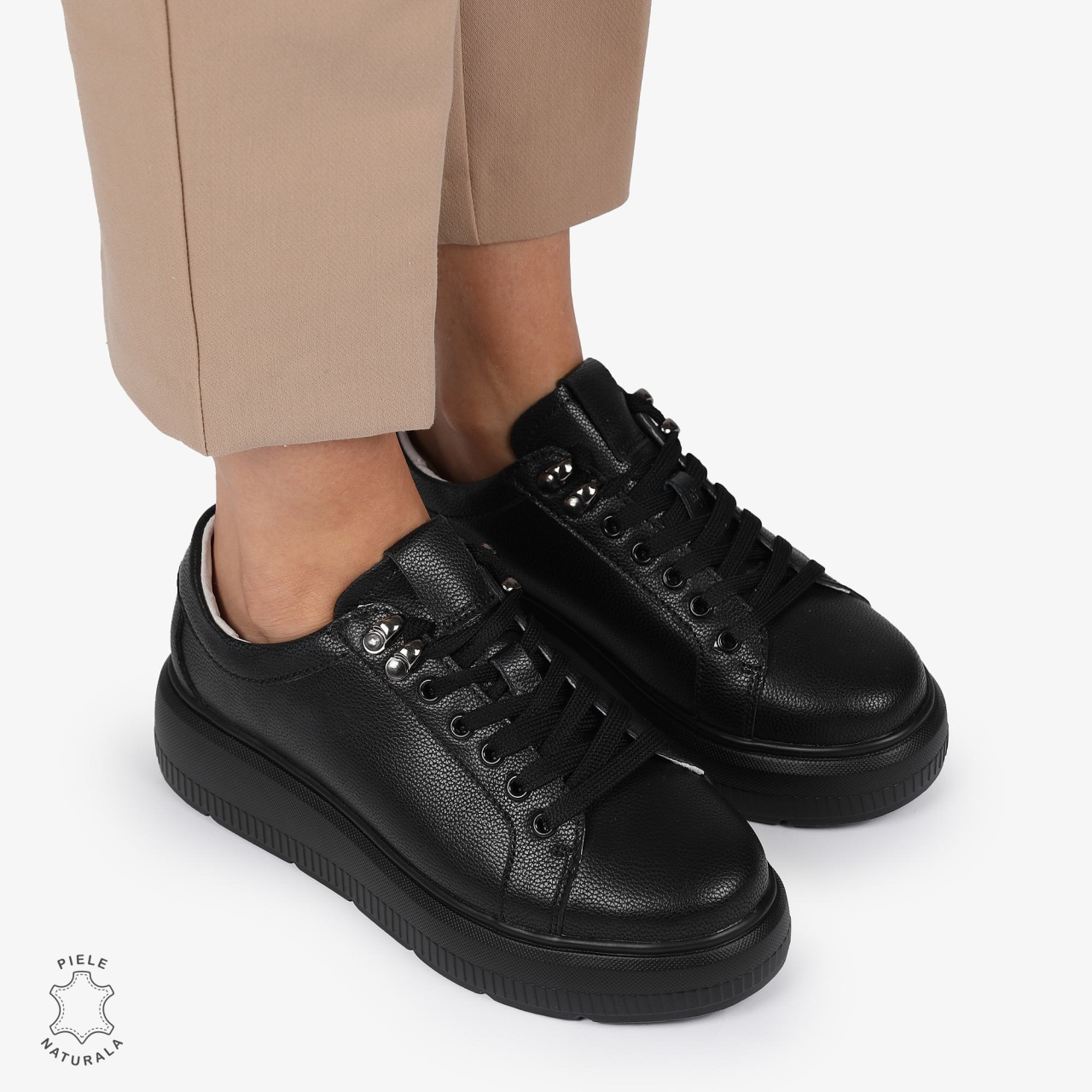 Pantofi CASUAL PIELE NATURALA CU INCHIDERE SIRET CRL1294 NEGRU