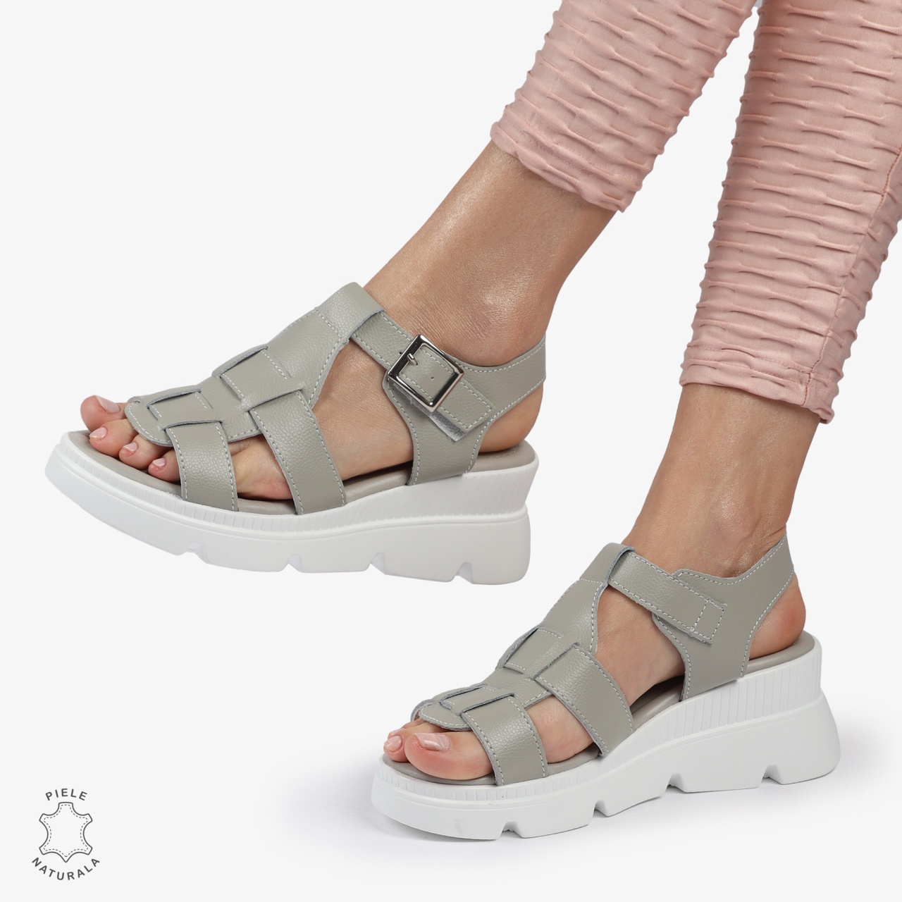 SAndale DAMA DIN PIELE NATURALA CU BARETE CRL1421 GRI