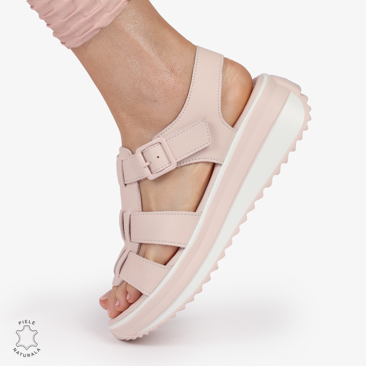 SAndale DAMA DIN PIELE NATURALA CU BARETE CRL1424 ROZ