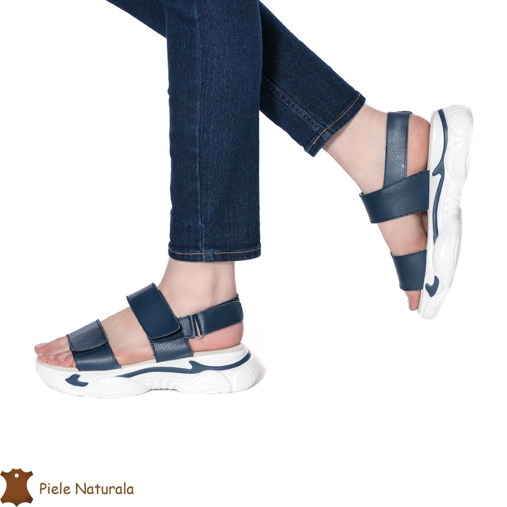 Sandale Dama din Piele naturală cu Platforma CRL0125 BLEUMARIN