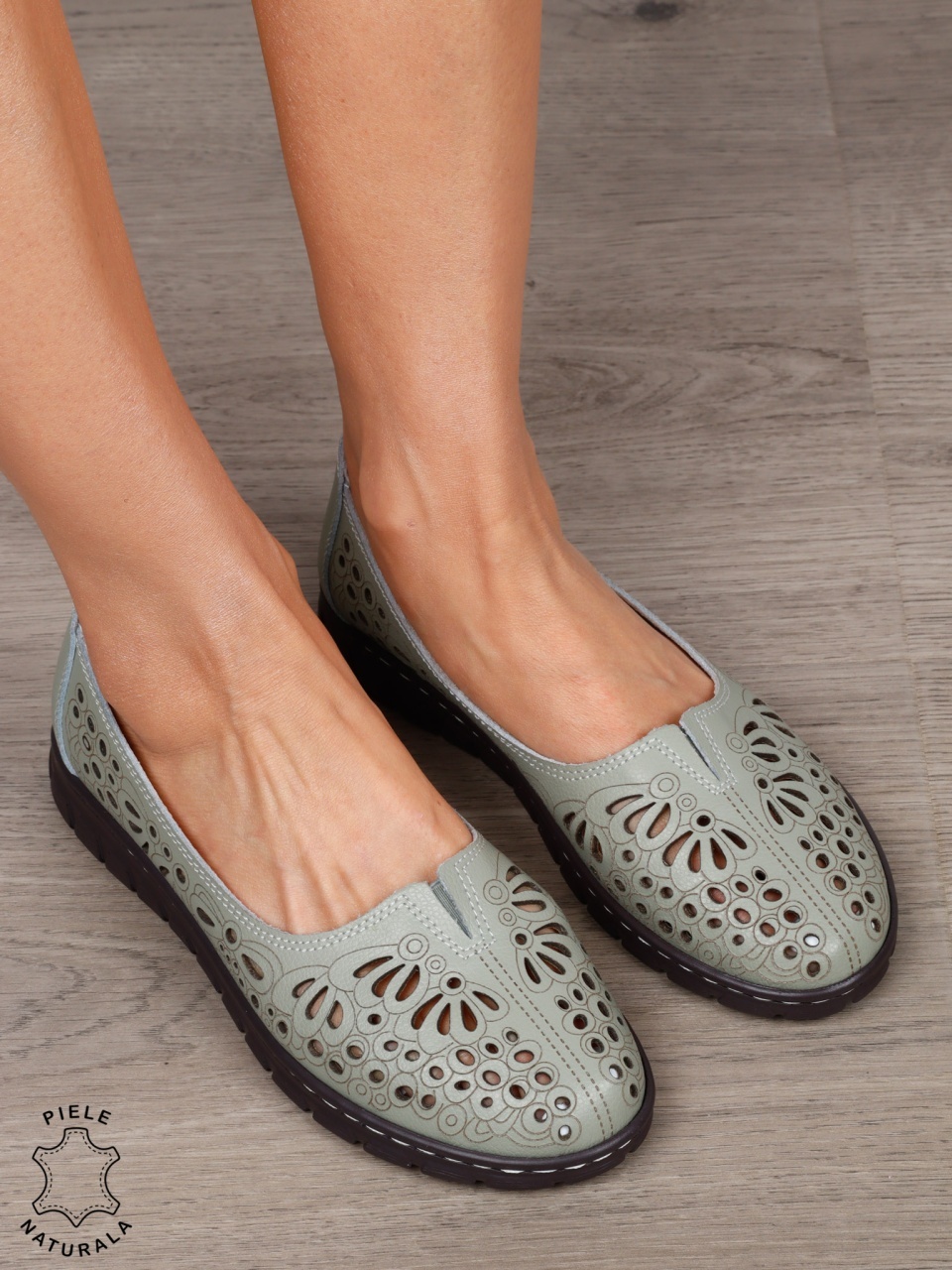 BALERINI dama din Piele naturala PERFORATA SLIP-ON CRL1363 Barilla