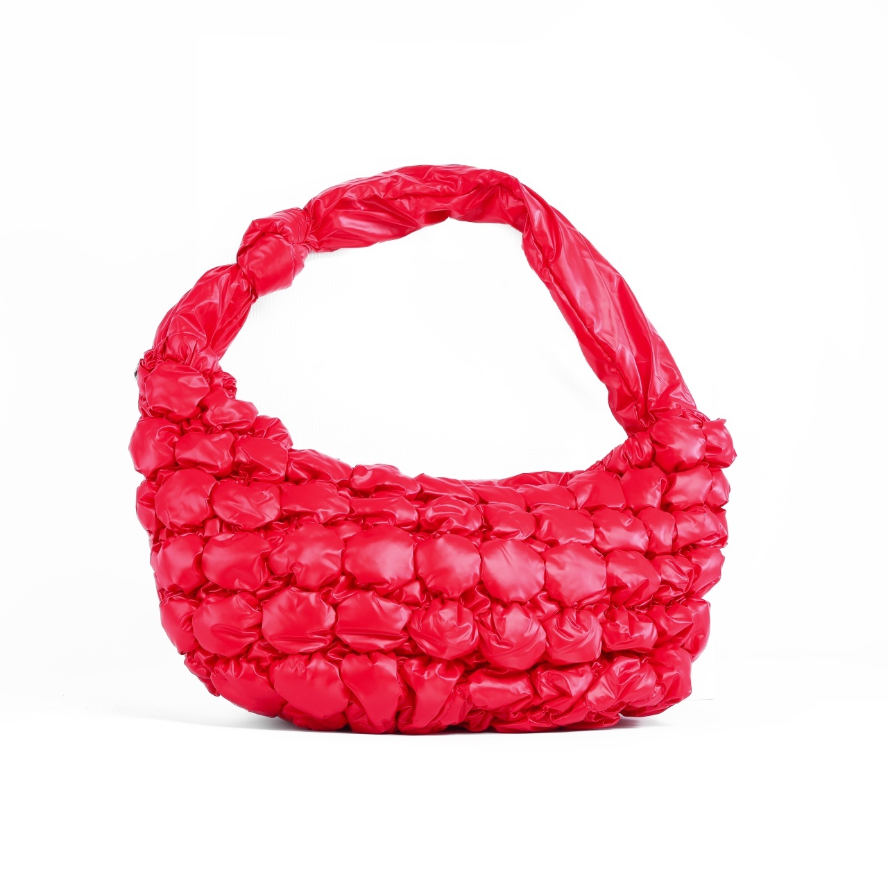 Geanta dama SEMI-LUNA matlasata din fas CRLM2661 ROSU