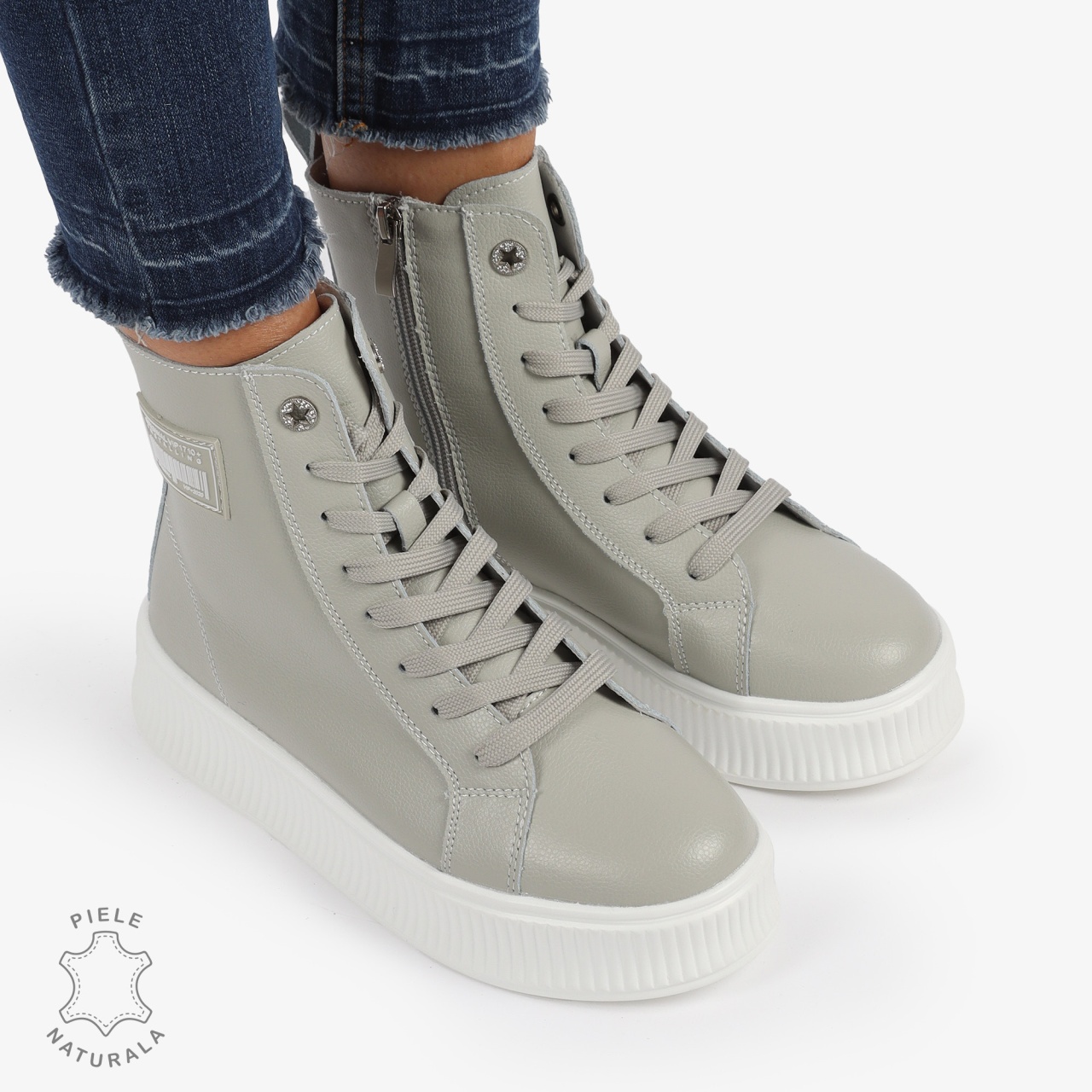 Ghete dama din Piele Naturala CRL0649 GRI