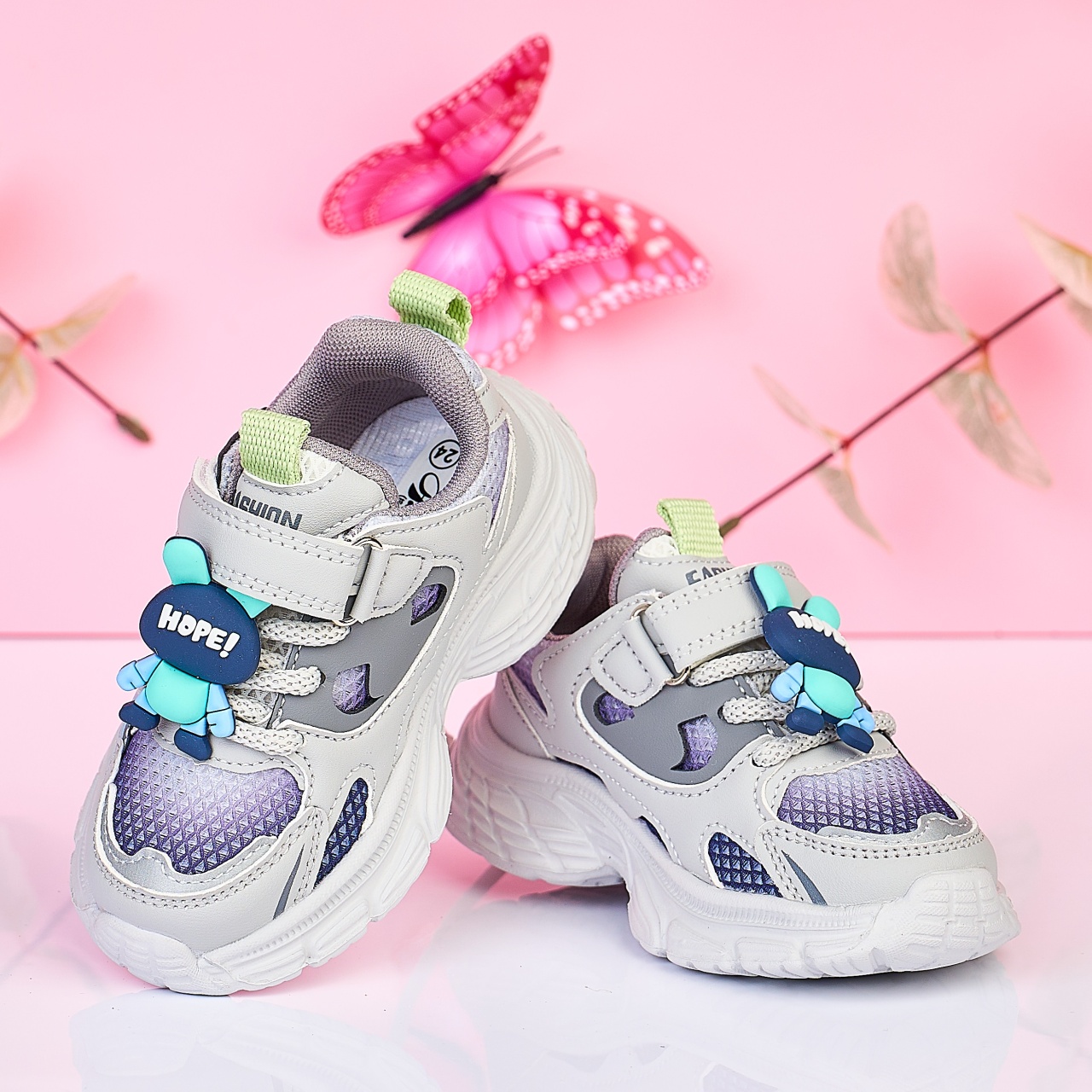 Incaltaminte copii din piele ecologica cu inchidere DUBLA SI ACCESORIU DETASABIL CRL1481