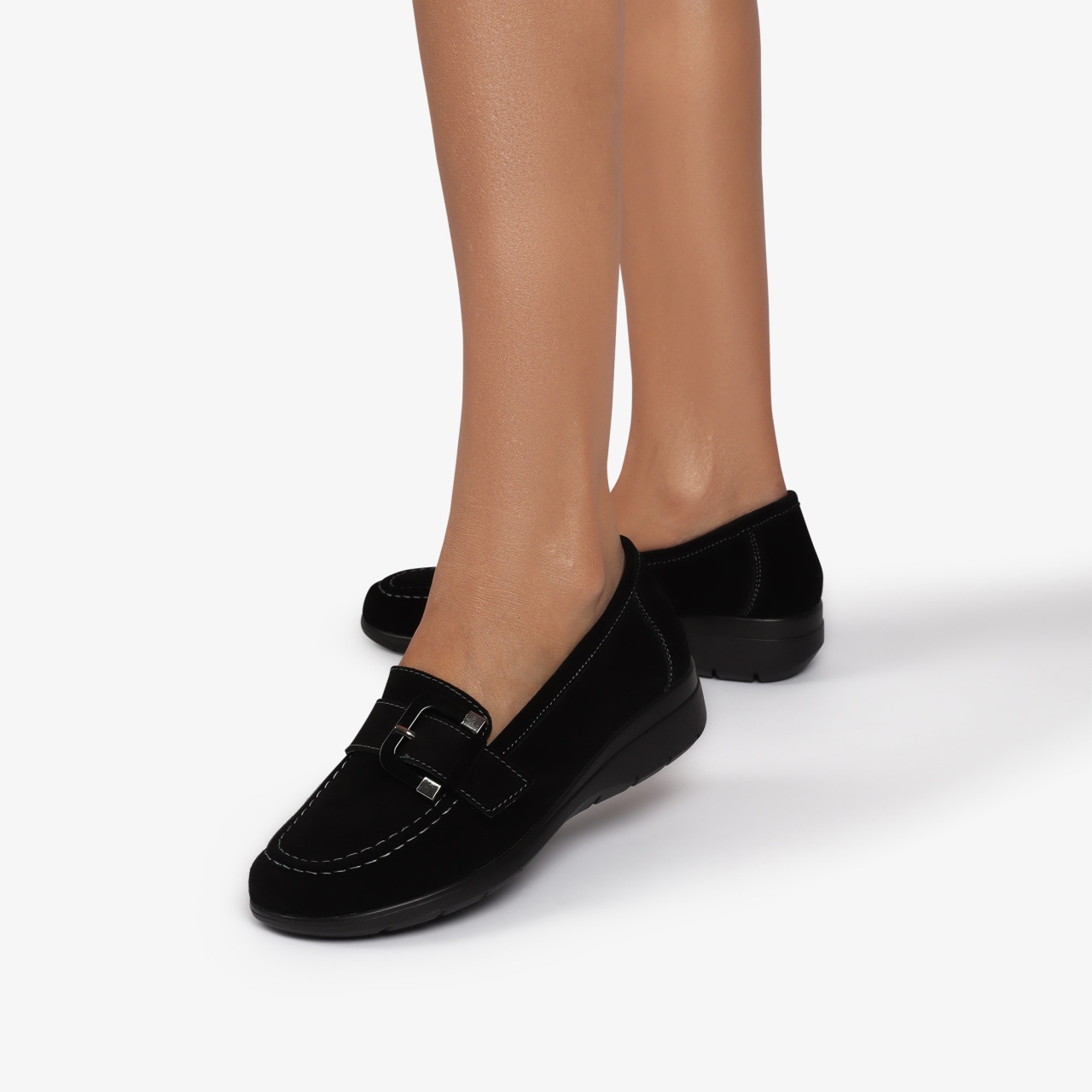 Mocasini dama din Piele Naturala CRL0844 NEGRU