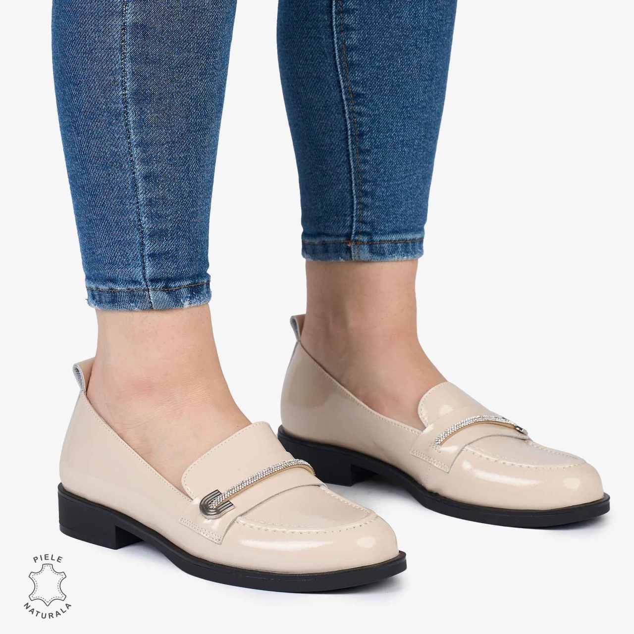 Mocasini dama din Piele Naturala LACUITA CRL0985 BEJ
