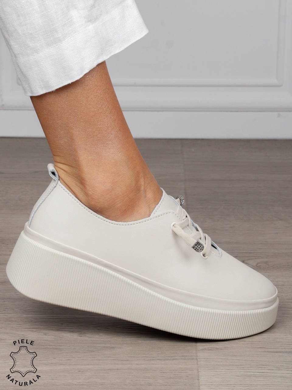 Pantofi Casual dama din Piele Naturala CRL1543 BEJ