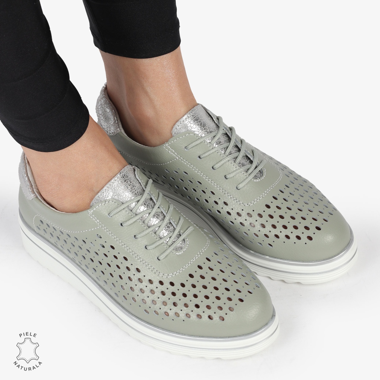 Pantofi Casual dama din piele naturala Perforati CRL0782 BARILLA