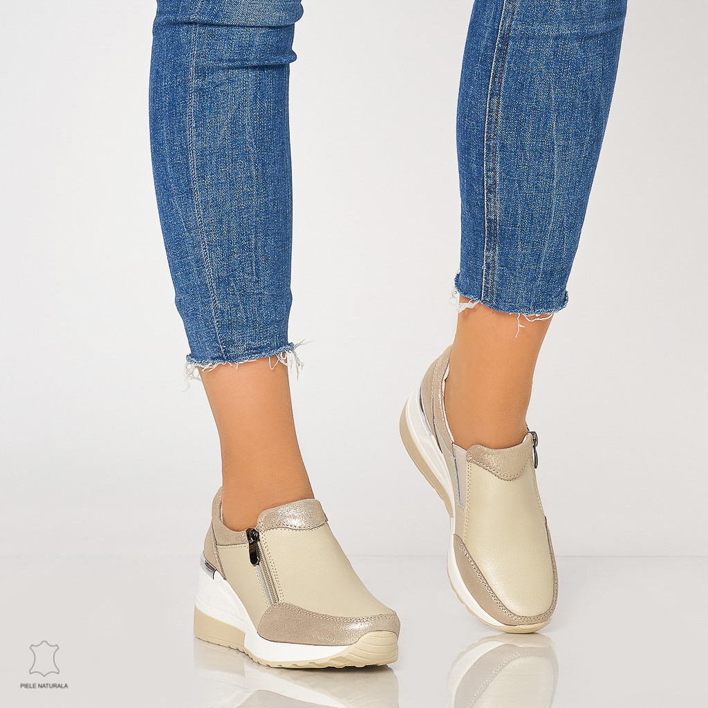 Pantofi Casual Dama Piele Naturala CRL0072 BEJ