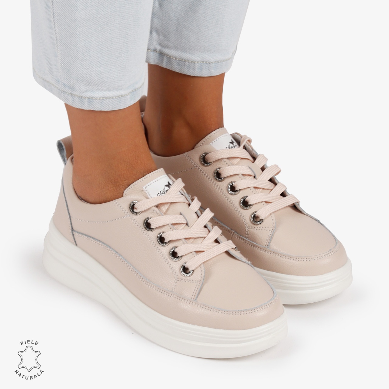 Pantofi casual dama piele naturala CRL0869 ROZ