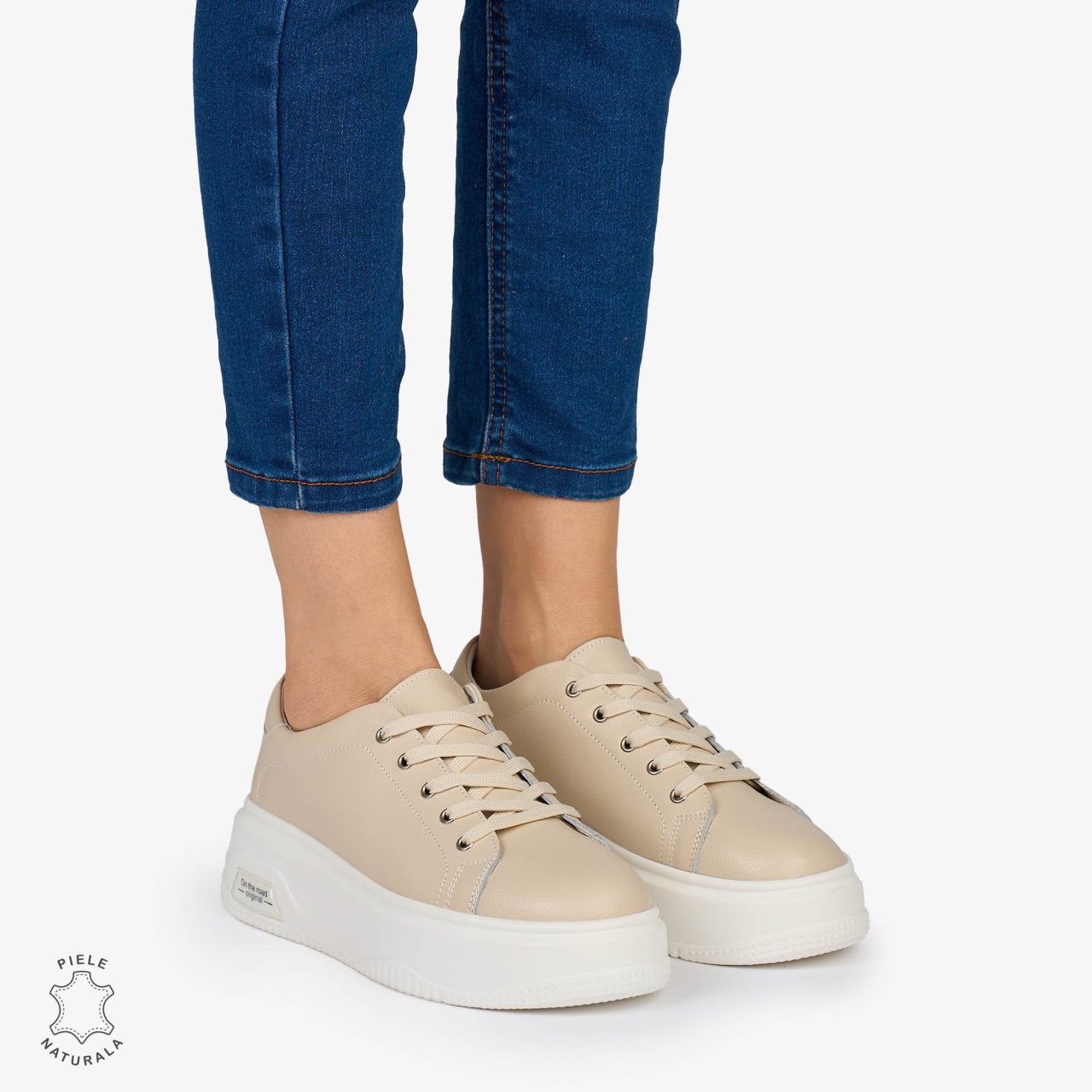 PANTOFI CASUAL Dama Piele Naturala CRL1054 Culoare: BEJ