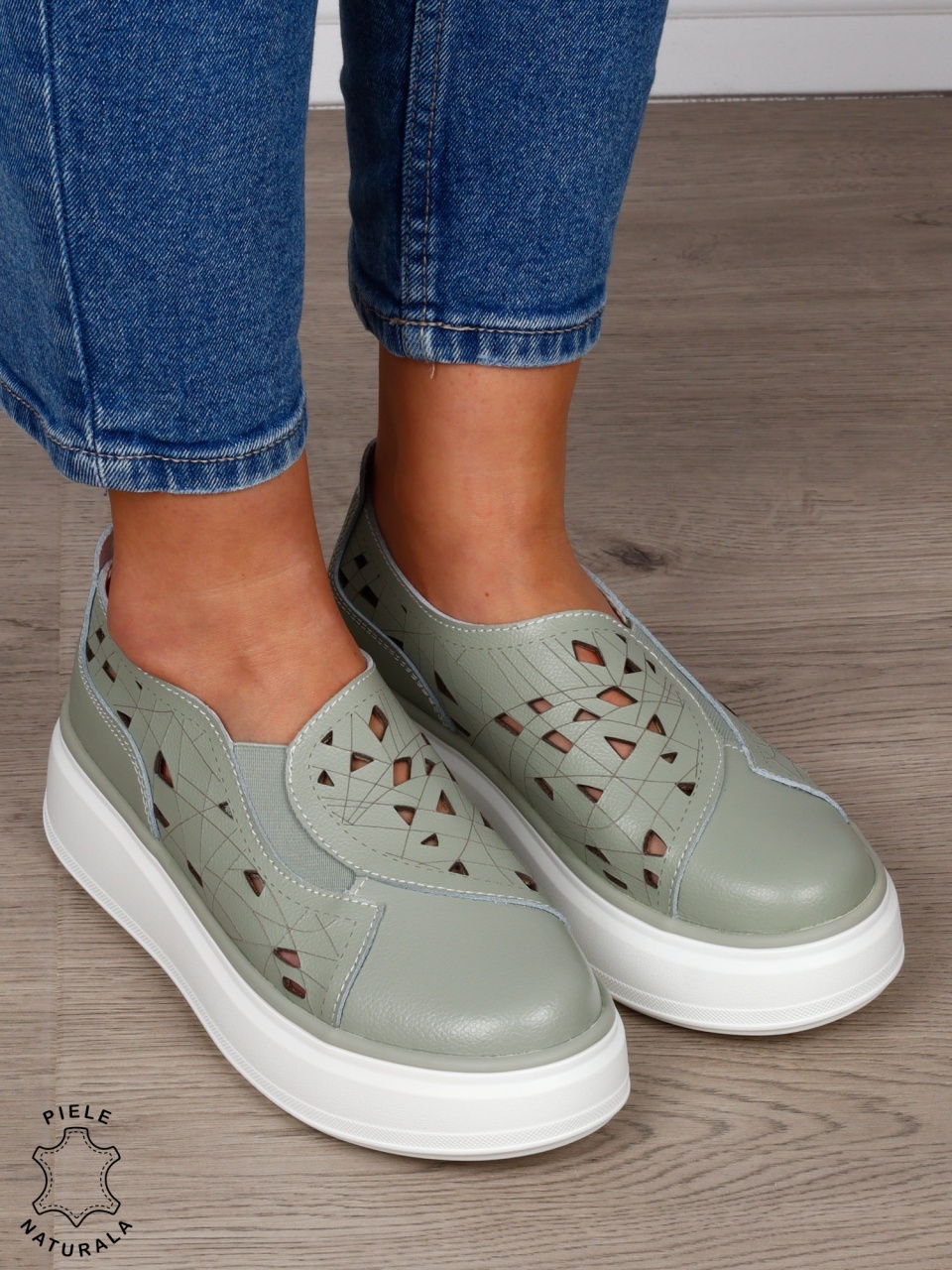 PANTOFI CASUAL Dama Piele Naturala Perforat Slip-on CRL1594 BARILLA