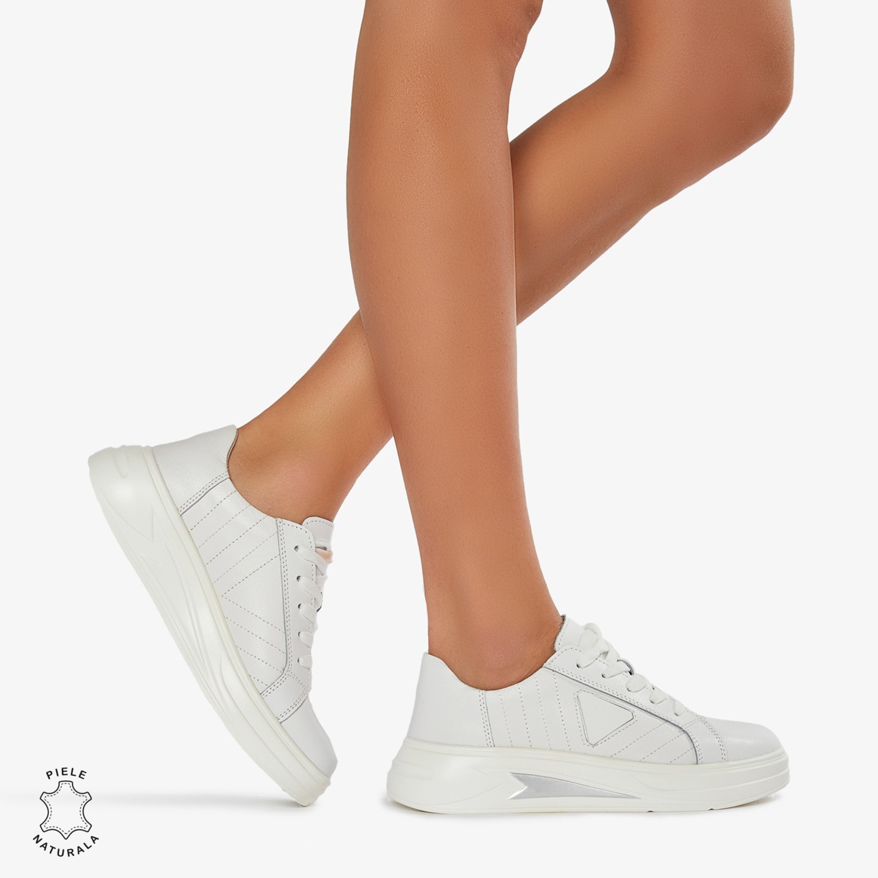 Pantofi Casual de dama din Piele naturala CRL0523 ALB