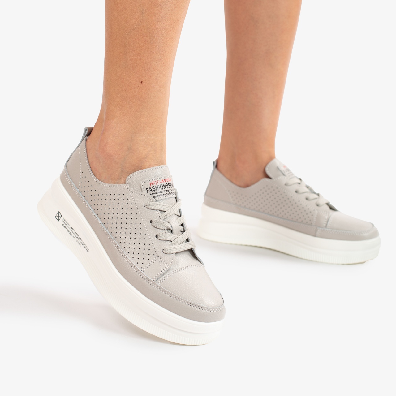 Pantofi Casual de dama din Piele naturala Șic Urban CRL0487 GRI