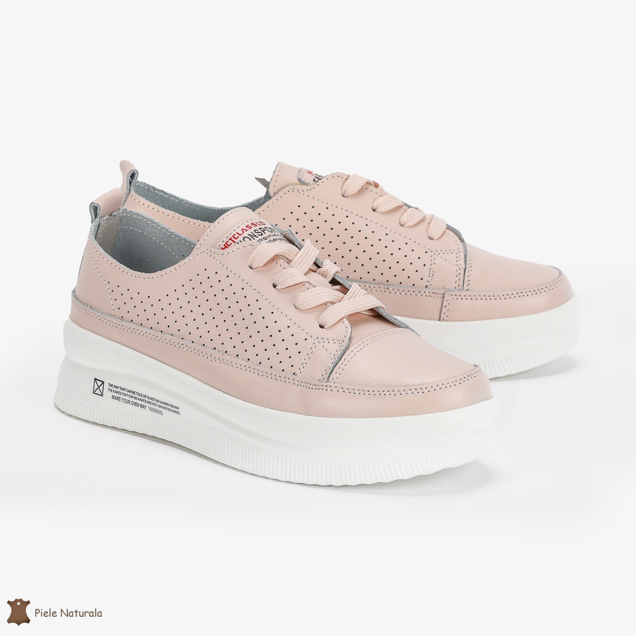 Pantofi Casual de dama din Piele naturala Șic Urban CRL0487 ROZ