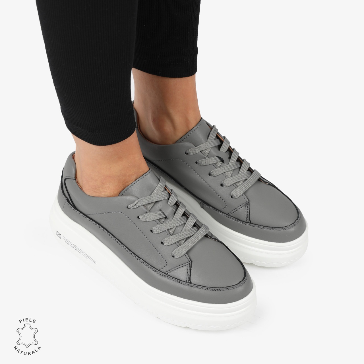 Pantofi CASUAL PIELE NATURALA CRL1271 Gri inchis