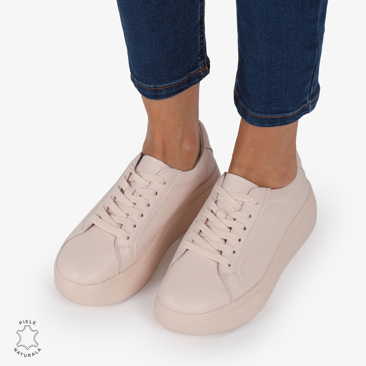 Pantofi CASUAL PIELE NATURALA cu detaliu lateral CRL1273 Roz