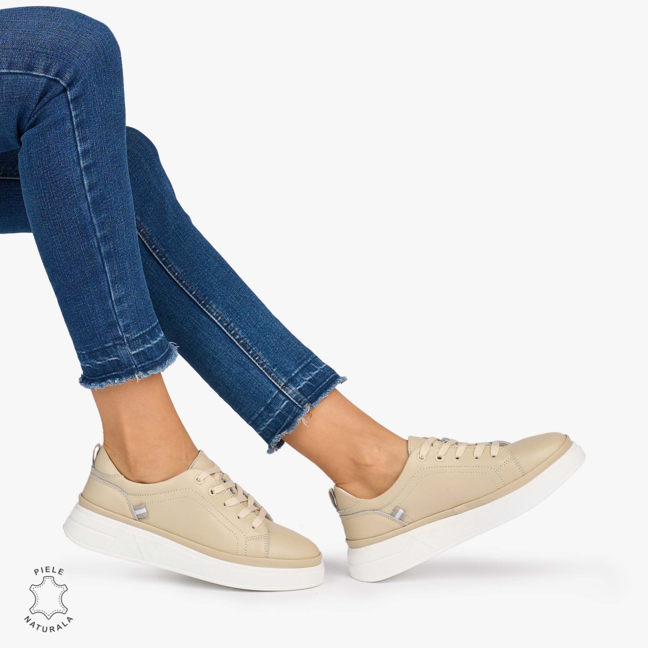 Pantofii casual piele naturala COMOZI CRL1070 CULOARE:BEJ