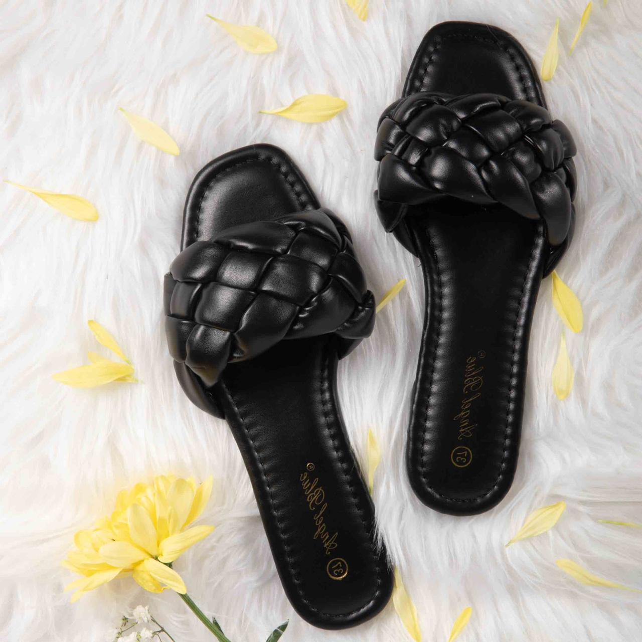 Papuci dama din Piele Ecologica negre CRL0151