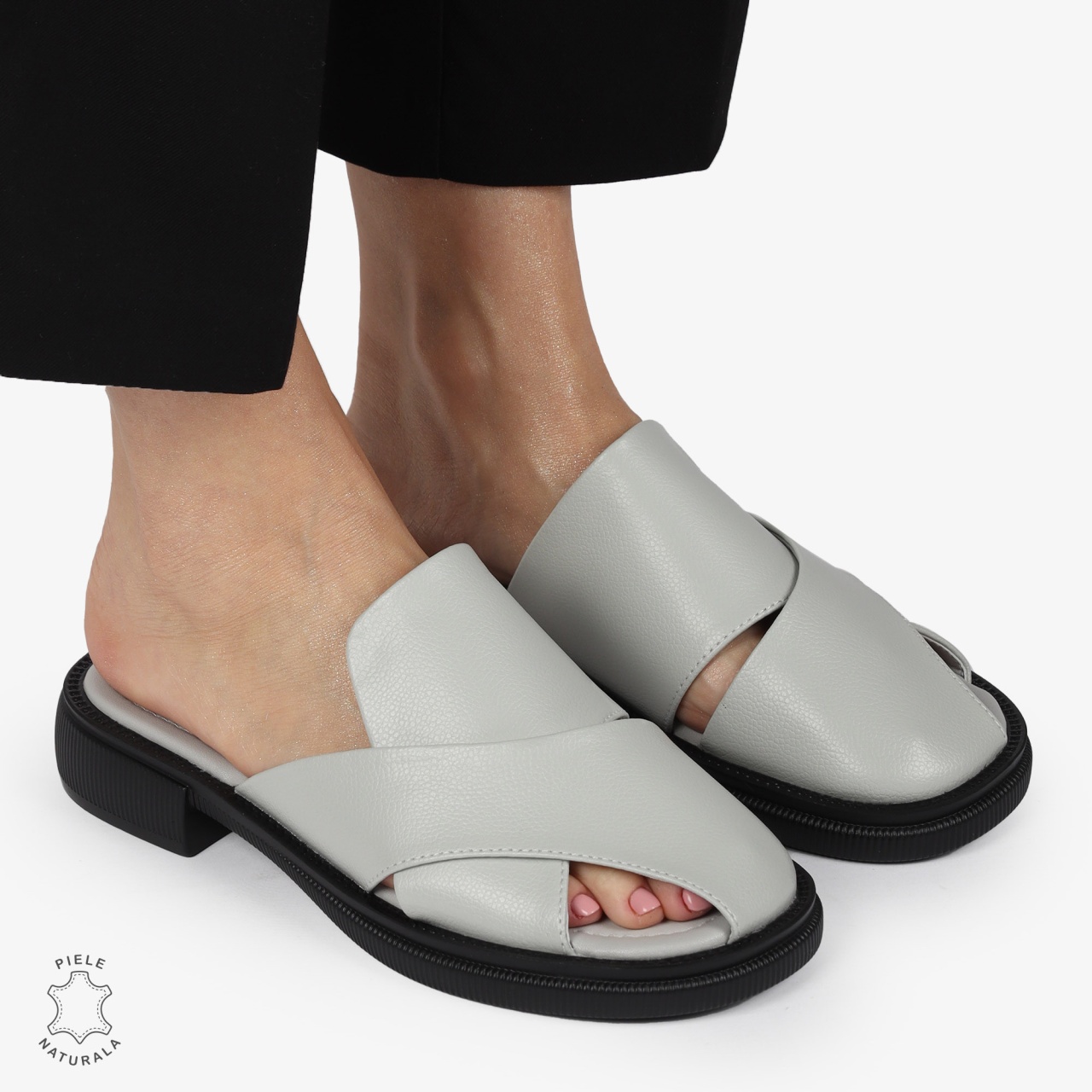 PAPUCI Dama Piele Naturala CRL1374 GRI