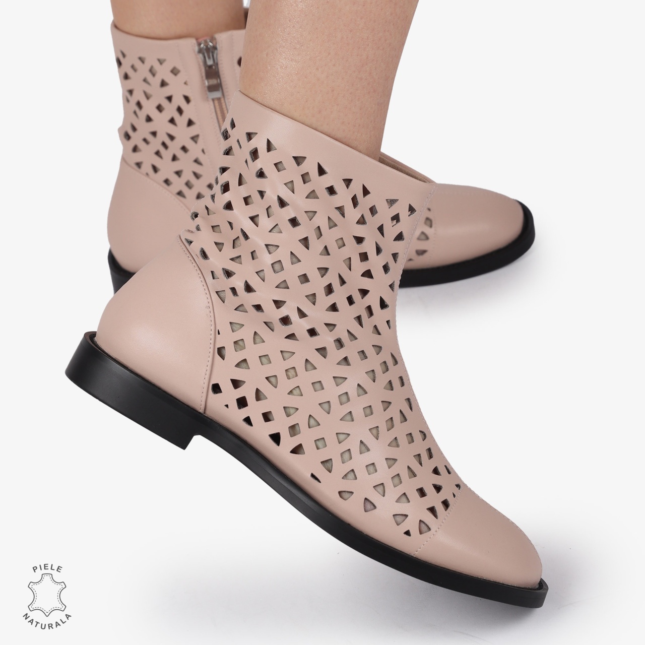 SANDALE dama din Piele Naturala ELEGANTE CU DESIGN UNIC CRL1369 ROZ